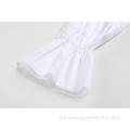 Mujeres Moda informal Botón blanco Vestido manga larga